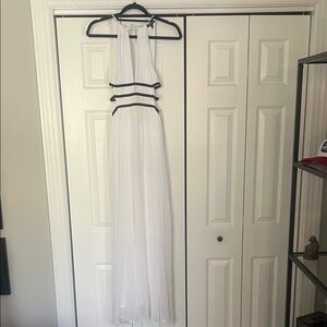 Express White Backless Dress with Black Straps